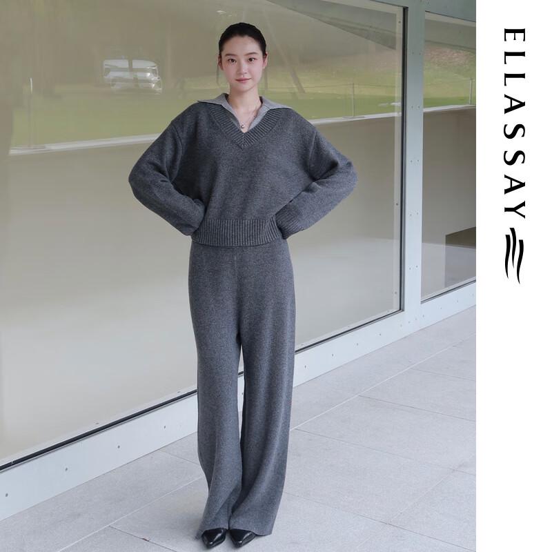 ELLASSAY Women's 100% Merino Wool Straight-Leg Casual Trousers