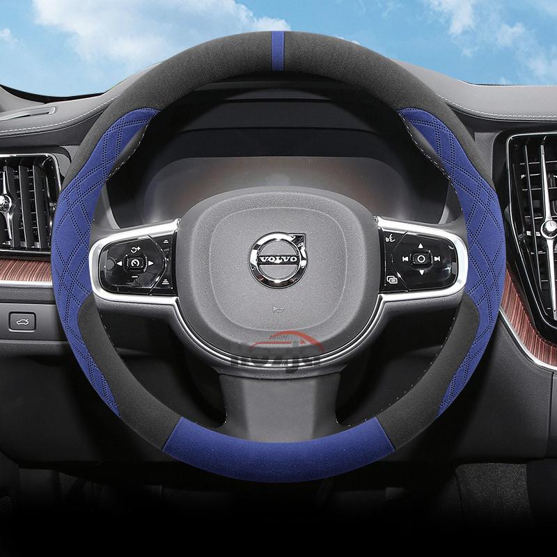 Suede Car Steering Wheel Cover for Volvo XC60 XC40 XC90 V90 S90 V60 S60 V40 EX90 EM90 Steering Wheel Accessories