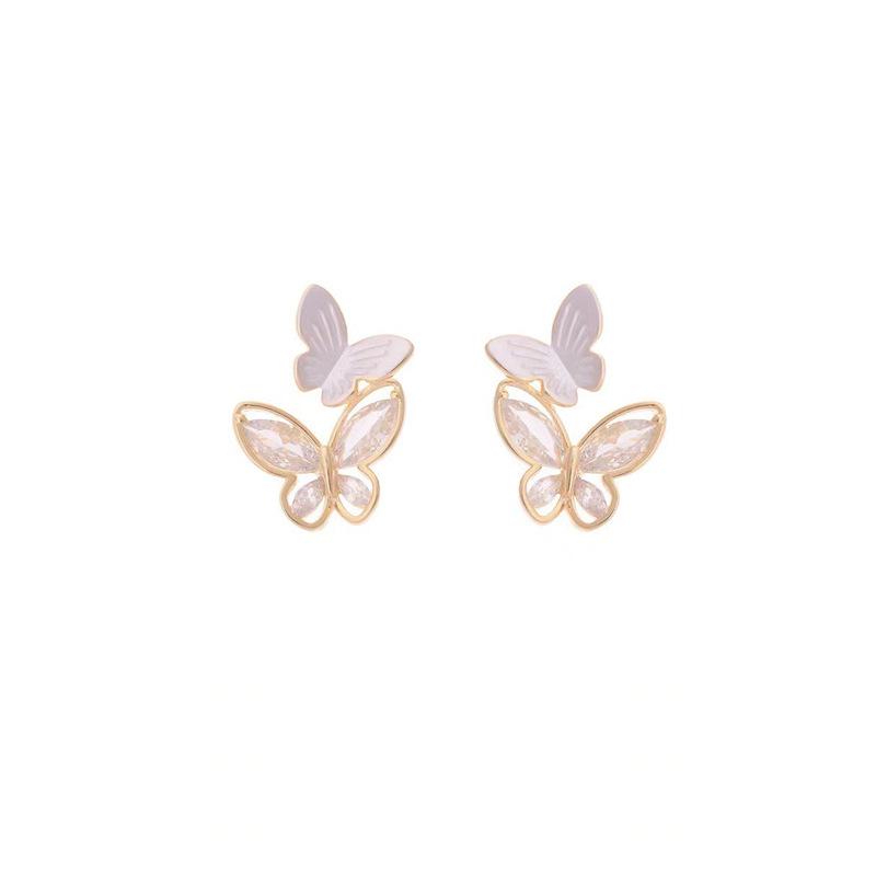 Double Butterfly Ear Clips, Advanced Sense, No Ear Piercings, Exquisite Spring and Summer Fresh Girlish Temperament,mosquito Coil Disc Earrings.