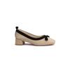 Shoes Leather Square Head Light Mouth Soft Bow Thick Heel Commuter Single Shoes Women's Spring