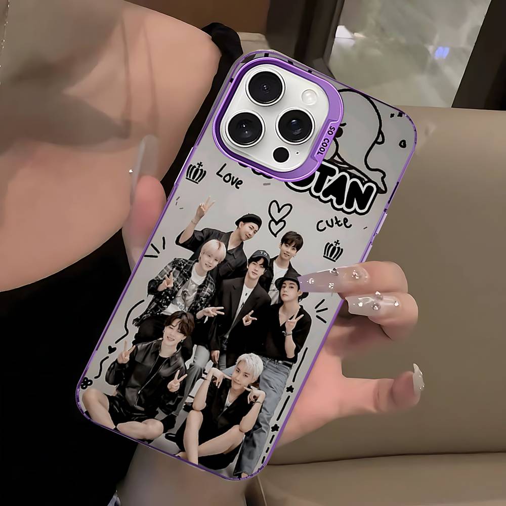 K-Pop Cartoon Boys B-BT21S Colorful Phone Case For IPhone 17 16 15 14 13 12 11 Pro Max Plus Matte Cover