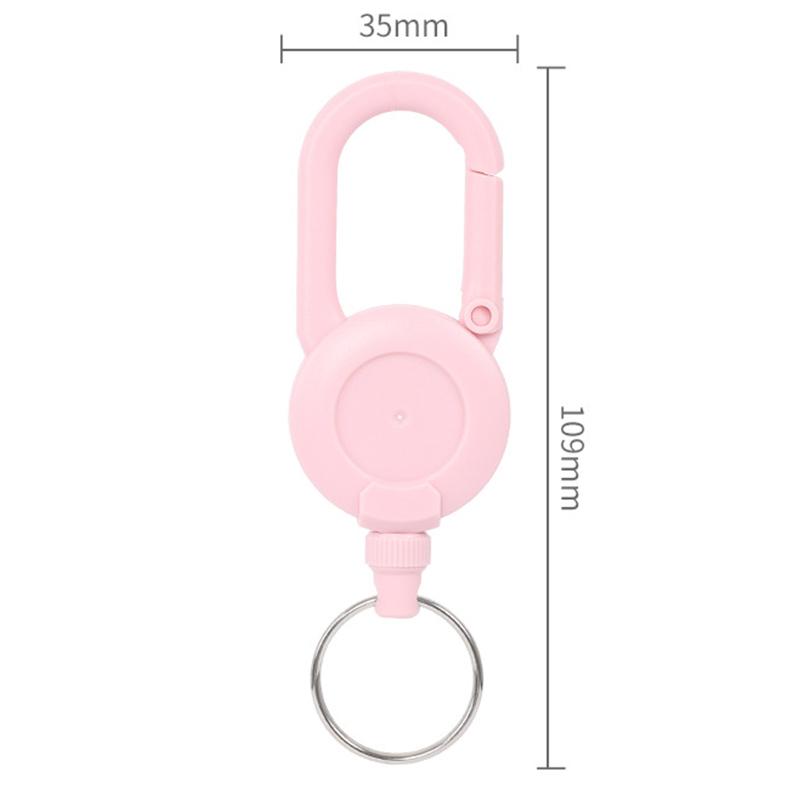 Macaron Color Retractable Keychain Outdoor Anti-Theft Easy-To-Pull Buckle Wire Rope Reel Elastic Key Ring Retractable Tool