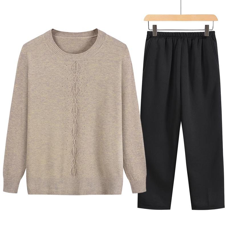 Women's Autumn/Winter Semi-High Neck Top: New Elastic Solid Color Sweater for Middle-Aged and Elderly