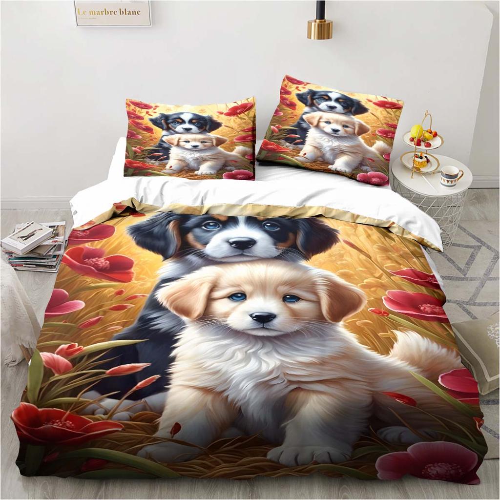 3D Bettwäscheset mit Hundemuster; Bulldog Schlafzimmer Zuhause Kissenbezug und Bettbezug King-Size Bettwäsche-Set für Kinderzimmer; Luxus