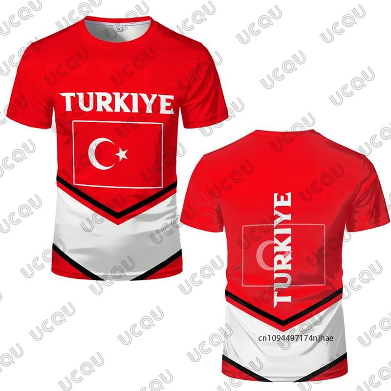 2026 New Turkish Flag Print Soccer Jersey For Men T-Shirt Summer Quick-Drying Sports Short Sleeve Tees Casual Kids/Adult Tops