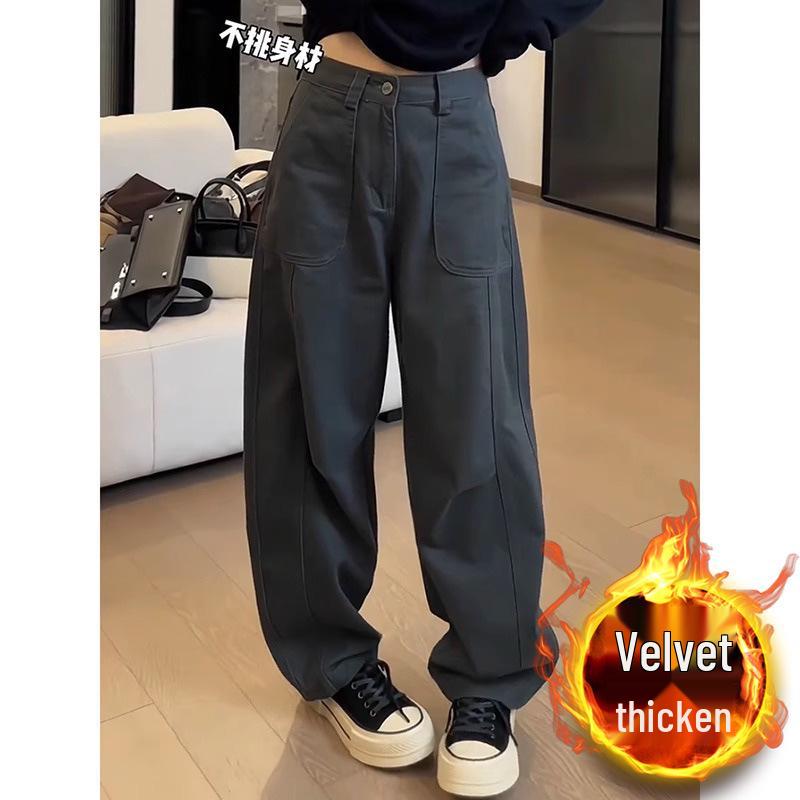 Women's Plus Size High Waist Wide Leg Jeans - Autumn/Winter Casual Loose Straight Leg Pants