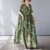Fashionable Long Skirt Summer Short Sleeved Round Neck Printed Dress