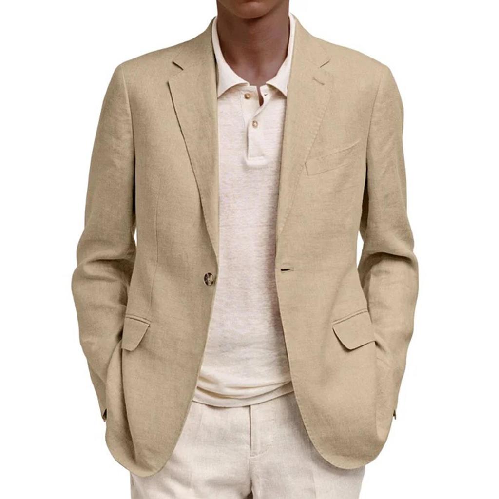 Men's  Jacket Lightweight Casual Sport Coats Soild Color One Button Suit Jacket With Pockets