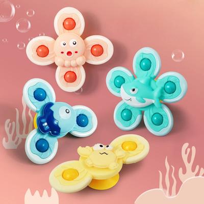 Baby Cartoon Fidget Spinner Toys Colorful Insect Educational Toy Kids Fingertip Rattle Bath Toys Set for Boys Girls Gift