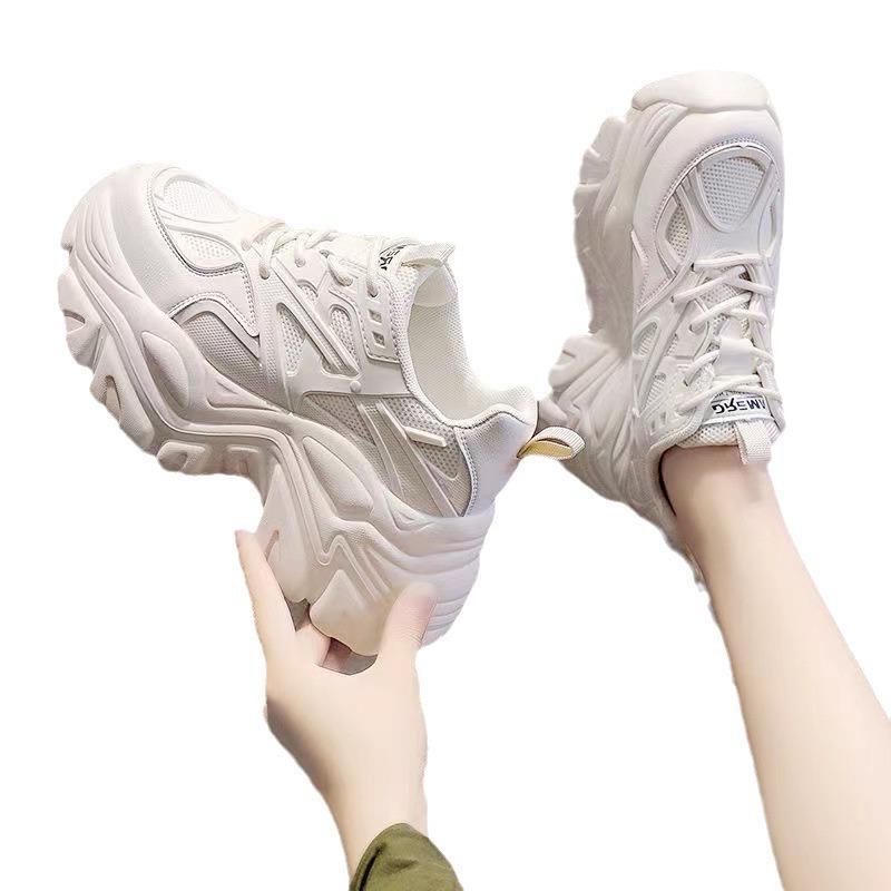 Milk tea color dad shoes women's platform spring 2026 new black sports fried street ins white, heightening shoes