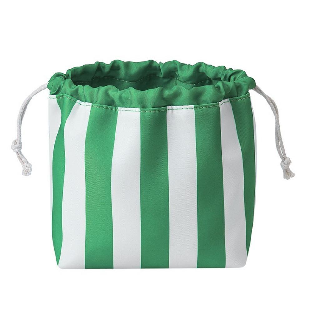 Large Capacity Drawstring Cosmetic Bag Striped Striped Cosmetic Organizer  Women