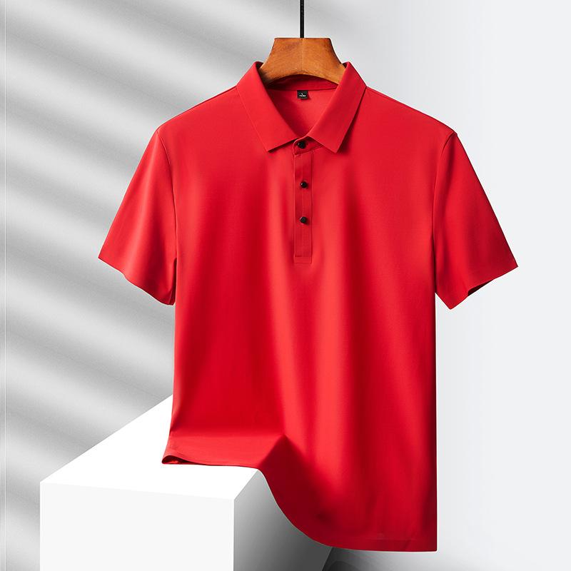 Dad's Summer Clothing Middle-aged Men's Short Sleeved T-shirt Summer Ice Silk Quick Drying Polo Shirt