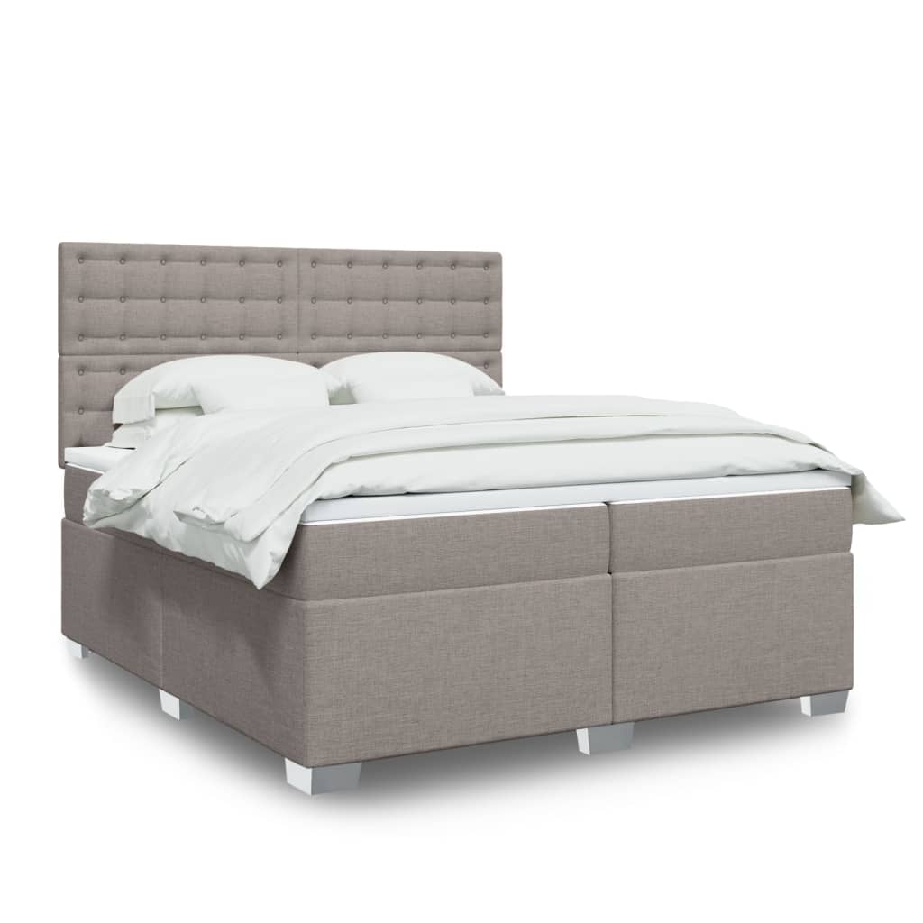 Box Spring Bed with Mattress Taupe 200x200 cm Fabric