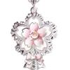 Cherry Blossom Key Necklace Pendant Pink Enamel Alloy Choker Romantic Jewelry Gift for Women Girlfriend Mom