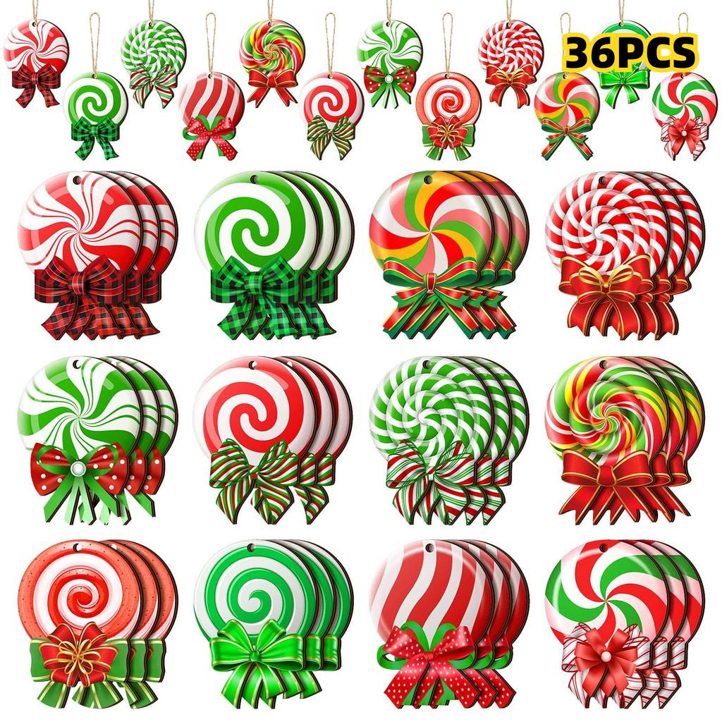 Peppermint Christmas Tree Ornaments Colorful Peppermint Wood Ornaments Lollipop Candy Christmas Ornaments