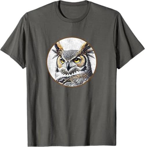 Colorful Retro Great Horned Owl Bird Fan T-Shirt *NEW* 10 Colors 2XL