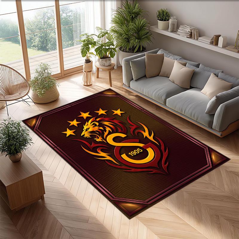 Tappeto Morbido Antiscivolo per Interni con Motivo Calcio Galatasaray FC Tappetino Decorativo Sportivo per Camera da Letto