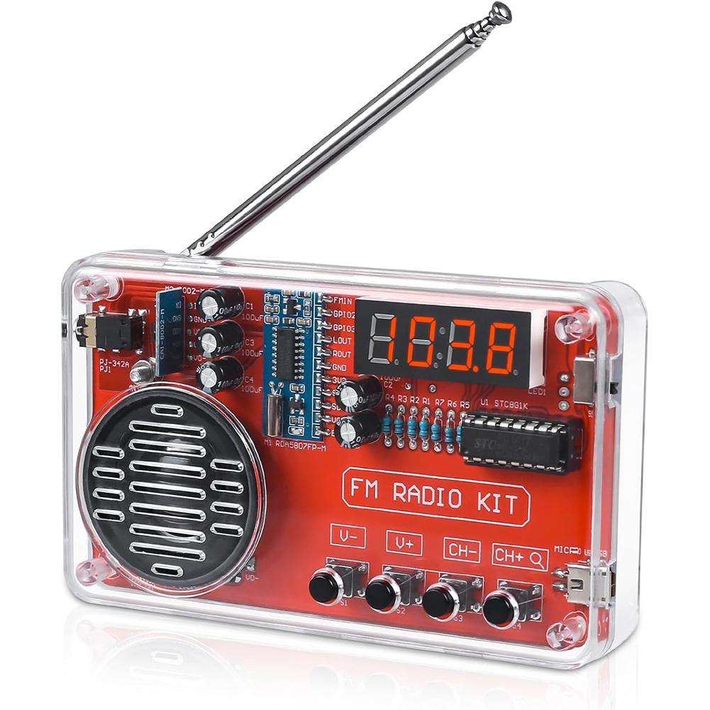 DIY Electronics Kit, FM Radio Building Kit, Circuit Board, Components, 87-108MHz Receiver, RDA5087 Chip, 3W Speaker With Antenna