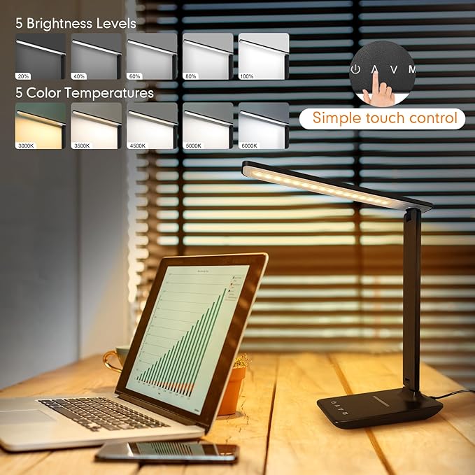 New Multifunctional Modern Smart Usb Wireless Charging Desk Lamp Portable Adjustable Foldable Office Table Reading Led Table