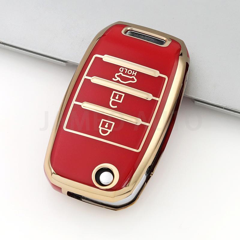 

TPU Car Folding key Case Cover Shell for Kia Rio 3 K2 Ceed Cerato K3 Sportage 4 Picanto K5 Optima Sorento Forte Stinger Keyrings красный