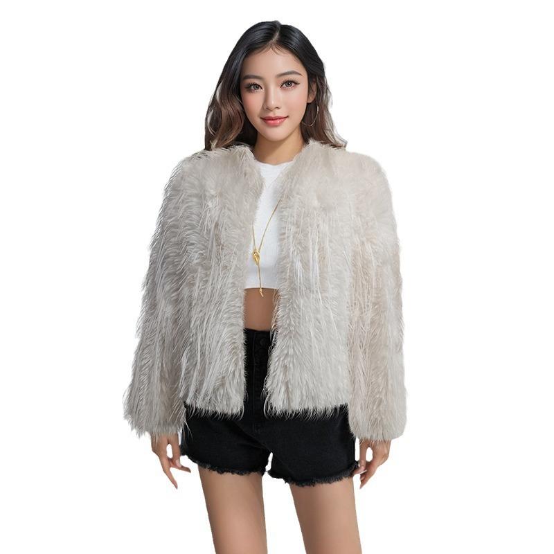 Autumn and Winter New Fashionable Versatile Imitation Fur Coat Coat Solid Color Fringed Fur Coat Women's Top Thickened