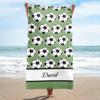 Personalisierte Strandtücher mit Namen für Erwachsene und Kinder, Sport-Thema Fußball, Personalisierte Badetücher für Reisen, Schwimmen, Strand, Fitnessstudio, Sport