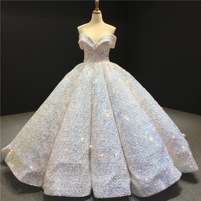 Cross-border Shiny Pitaya Puffy Skirt Wedding & Evening Gown