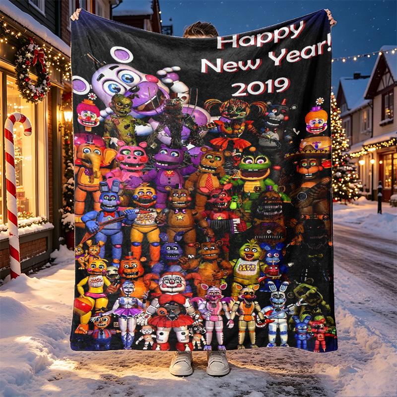 Five Nights At Freddy's Pattern Blanket for Home Decoration, Bed, Sofa, Car Travel, Camping, Suitable for All Seasons, Birthday Christmas Gift
