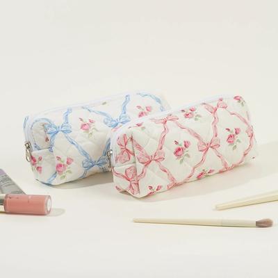 3Pcs Makeup Bag Set Travel Cosmetic Bag Large Capacity Quilted Portable Cosmetic Pouch Aesthetic Cotton for Outdoor Travel
