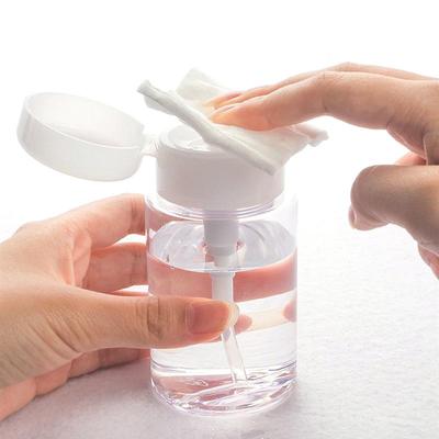 100 ml 200 ml tragbare nachfüllbare Reiseflasche, leere Kunststoff-Nagellackentferner-Alkohol-Flüssigkeitspresse-Pumpspenderflasche