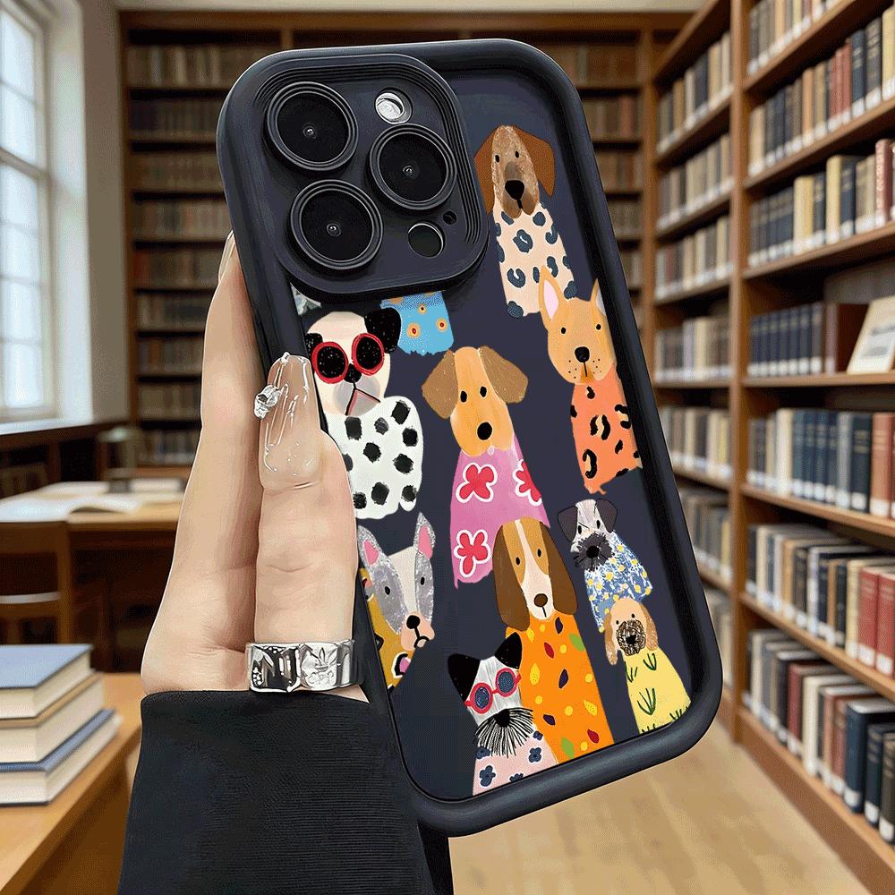 Cute Cartoon Dogs in Clothes Luxury Anti-Slip TPU Phone Case For Xiaomi Redmi Note 15 14 13 12 11 10 9 Pro Full Protective Cover