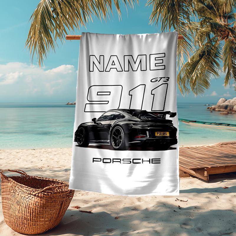 Custom Name Ultra-Soft Beach Towel with Racing Theme,Ideal for Pool - Camping, Diving - Perfect Travel Essential, Vibrant Beach Towel.