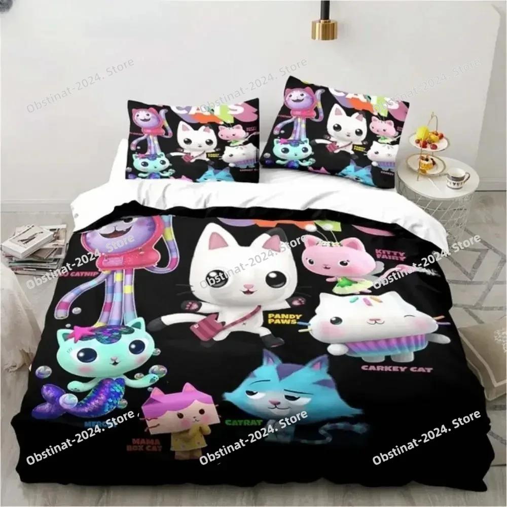 Gabby's Dollhouse Cute Kawaii 3D Bedding Set Printed Single Comforter Quilt Bed Cover Pillow Case 3 Pieces Sets Kids Adult Size