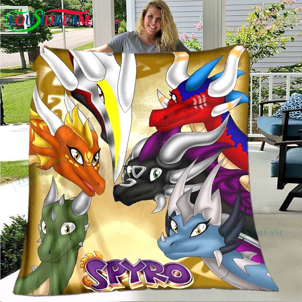 3D Klasické hry S-Spyro Drak Deka Hvězdné Umění Flanelová Tenká Deka Přenosná Domů Cestování Kancelář Deka na Obědovou Přestávku Dárek