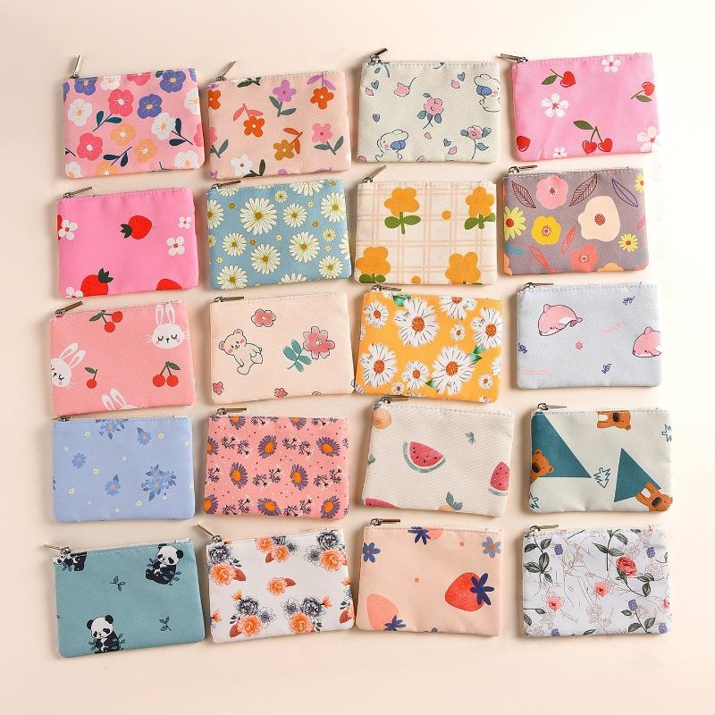 Mini Zipper Coin Purses Canvas Coin Wallet Lady Girls Earphone Coin Key Money Storage Bag Short Pouch Student Card Holder
