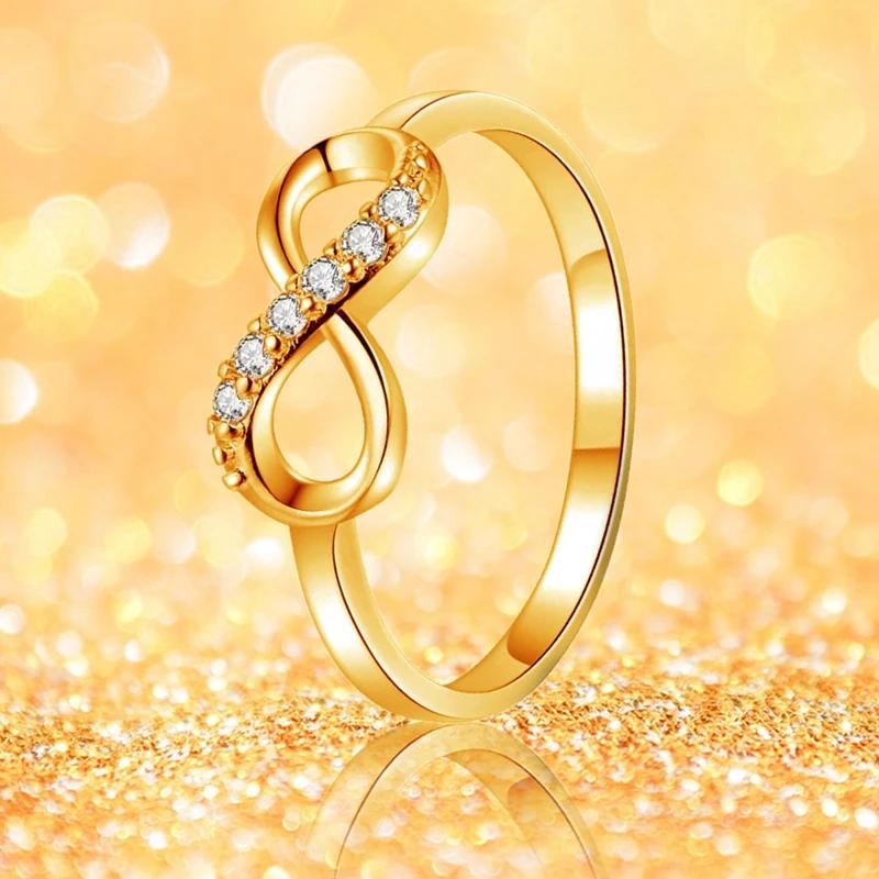 Fashion Hiphop Party Wedding Gift Creative Crystal Twist Infinity Wedding Rings For Woman Statement Jewelry Gift