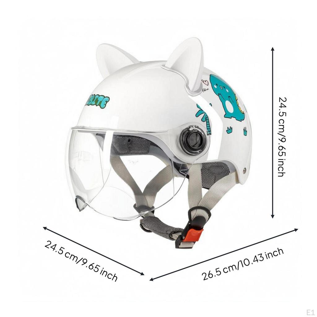 Children's CatEar Helmet Hard FastRelease Buckle Child Gear Dinosaur Wht Clear