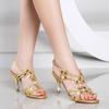 Fashion 2025 Summer High Heel Sandals Women's New Bohemian Diamond Inlaid Buckle Stiletto Shoes Elegant Fashion Roman Beach Shoes