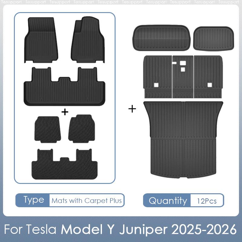 Floor Mats for Tesla Model Y Juniper 2026 2025 Right Hand Drive Floor Mats Cargo Liner Trunk Mat for Model Y Juniper Accessories