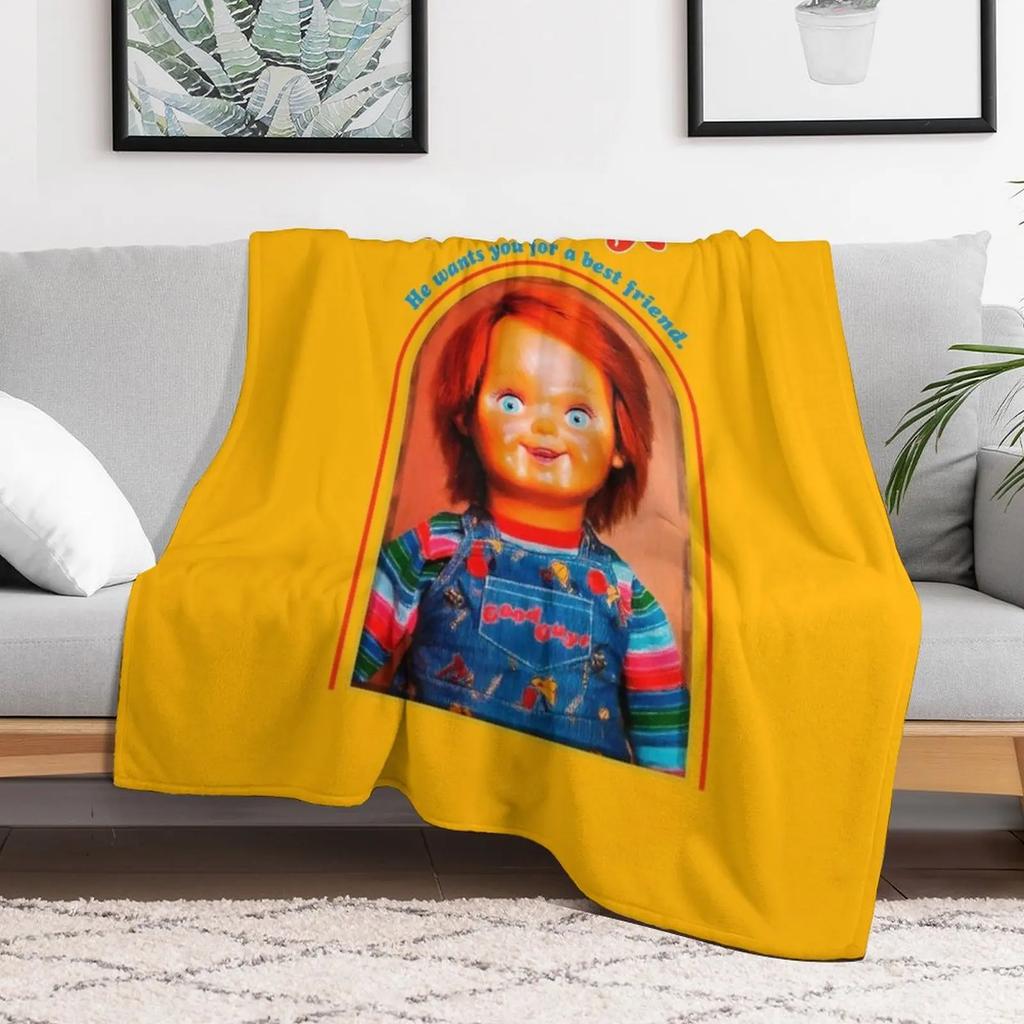 Chucky Retro Movies Throw Blanket Warm Plush Fuzzy Blanket for Living Room