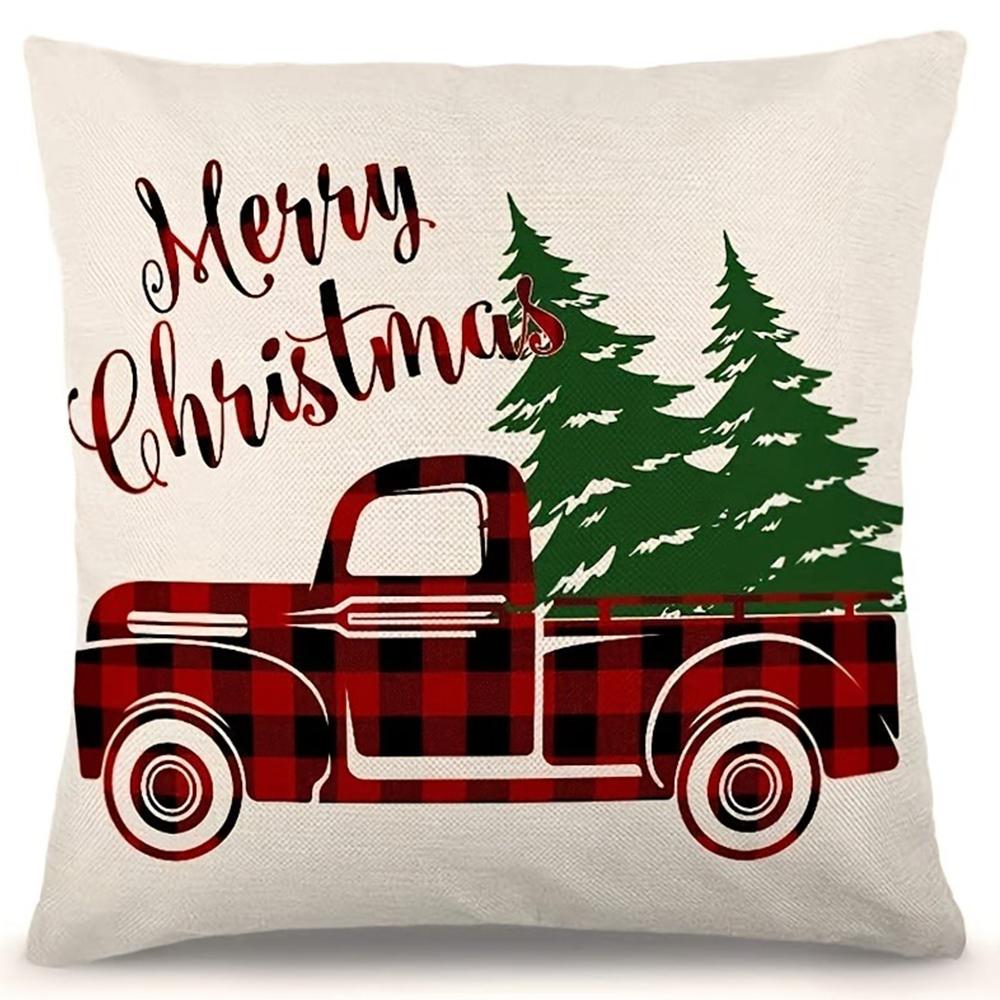 Merry Christmas decoration pillowcase Car Christmas Tree Lattice Pillow cover Sofa Cushion suite room home decoration gift