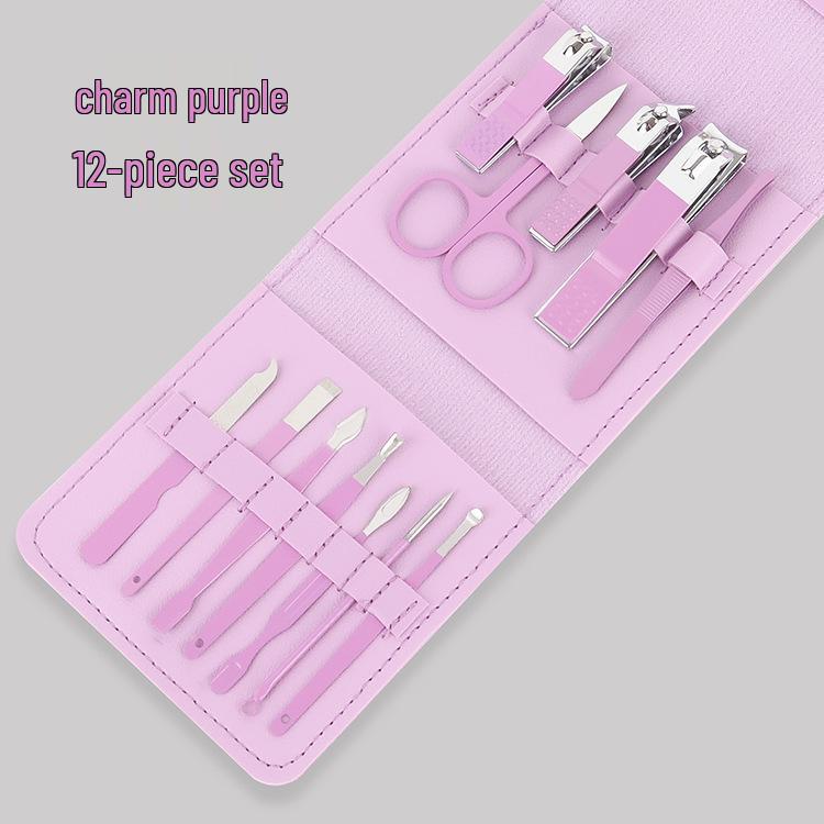 16-Piece Matcha Green Manicure Set: Nail Clippers, Scissors & Tools In Folding Bag