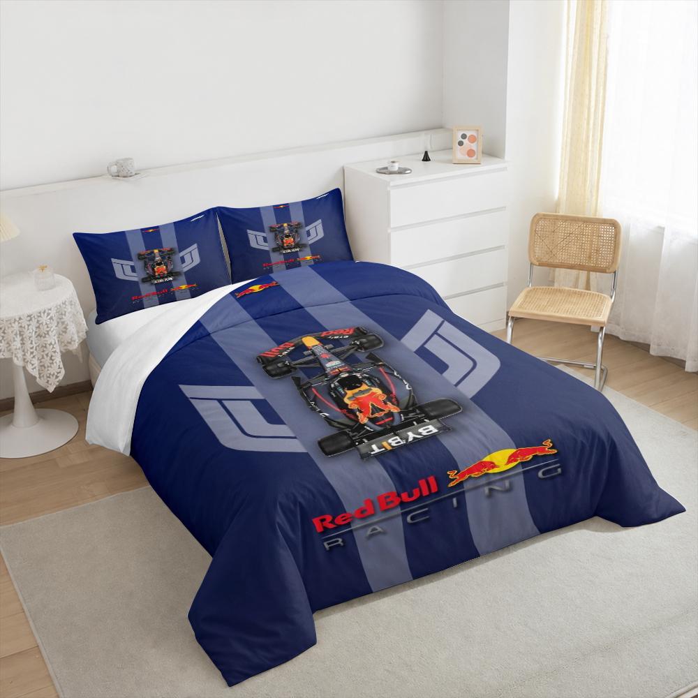 Red Bull Racing F1 Car Top View Bedding set (1 duvet cover, 2 pillowcases, duvet not included), Formula One Motorsport Art Print