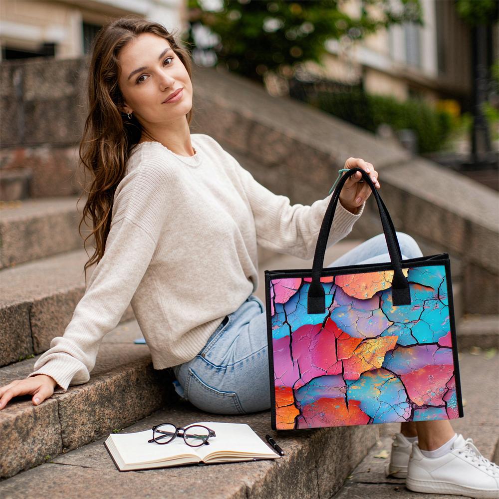 Colorful Crack Pattern Tote Bag Fashion Large Capacity Casual Handbag