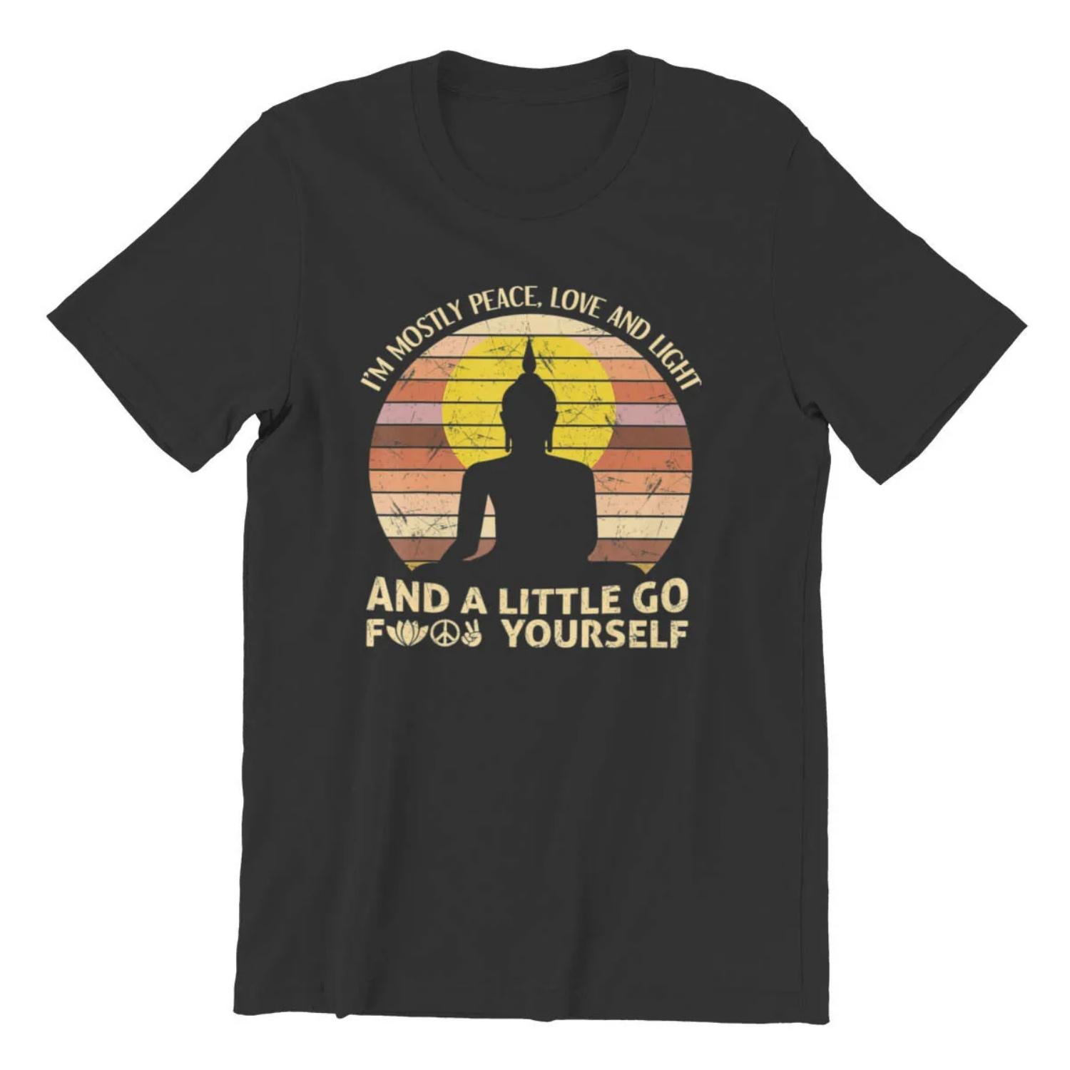 

Im Mostly Peace Love Light And A Little Go Yoga Games t-shirt Men Cotton Tshirt Tees Tops Harajuku Streetwear S разноцветный