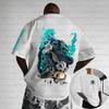 T Shirt Men Cotton Short Sleeve Tops Summer Graphic Tees White Base Dinosaur Skeleton Karakara Back Print
