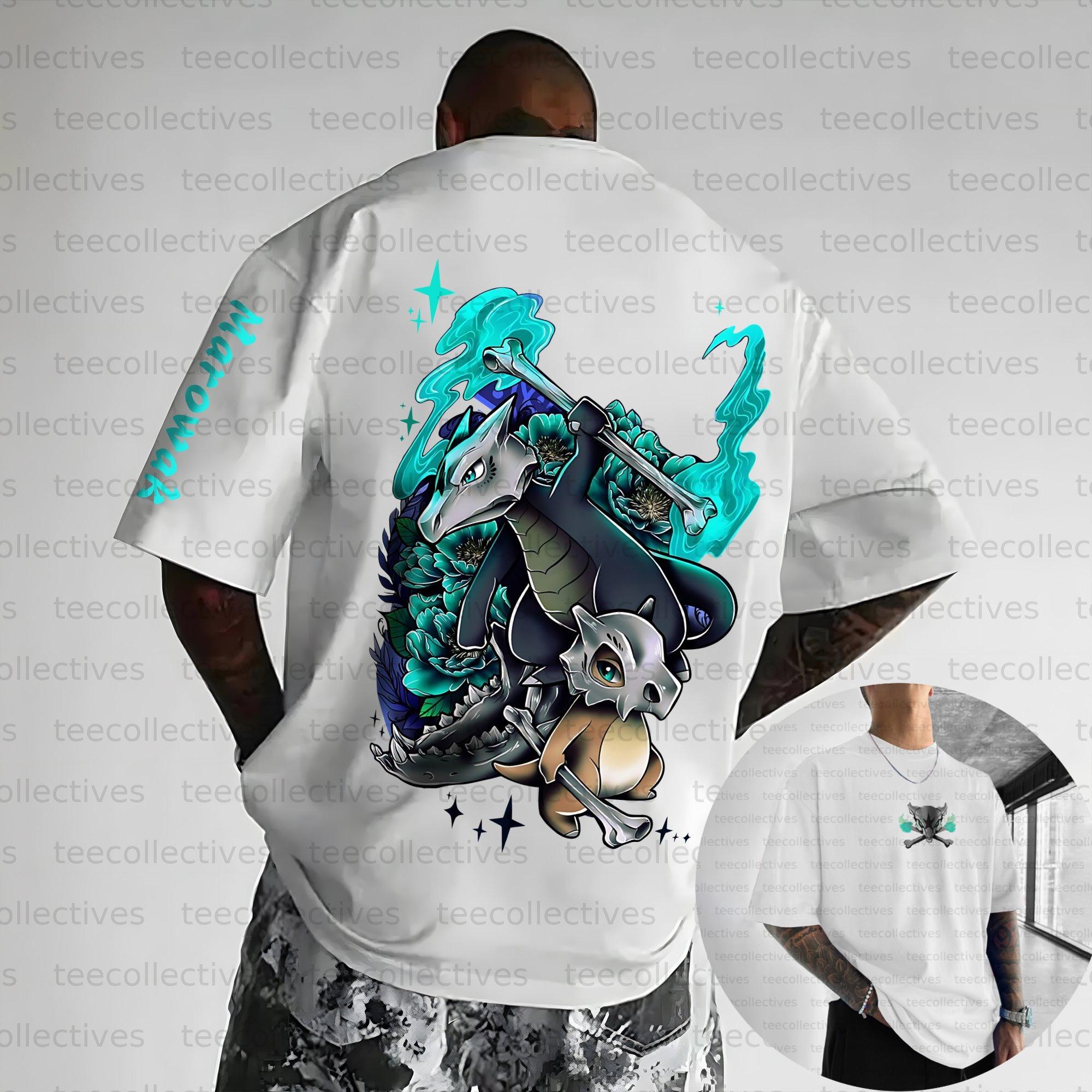 T-Shirt Herren Baumwolle Kurzarm Oberteile Sommer Grafik-T-Shirts Weiße Basis Dinosaurierskelett Karakara Rückendruck S