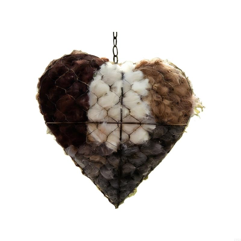 Iron Heart Shape Handmade Bird Nesting Heart Refillable Garden Yard Art Decoration Natural Nesting Fibers for Wild Birds