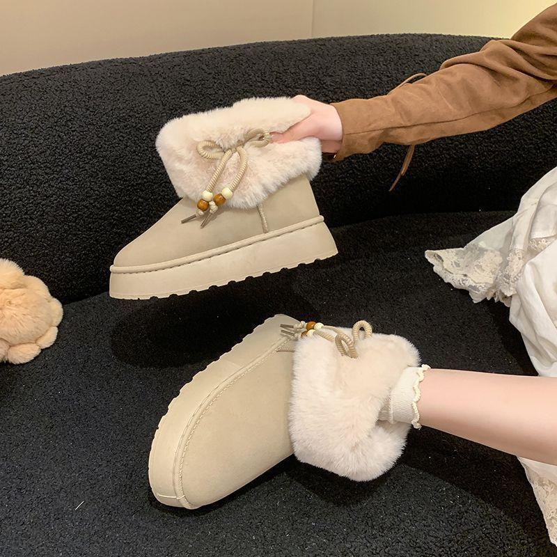 2025 Autumn and Winter New Mao Mao Snow Boots Women's Short Tube Cute Muffin Thick Bottom Piled Thickened Warm Short Tube Boots