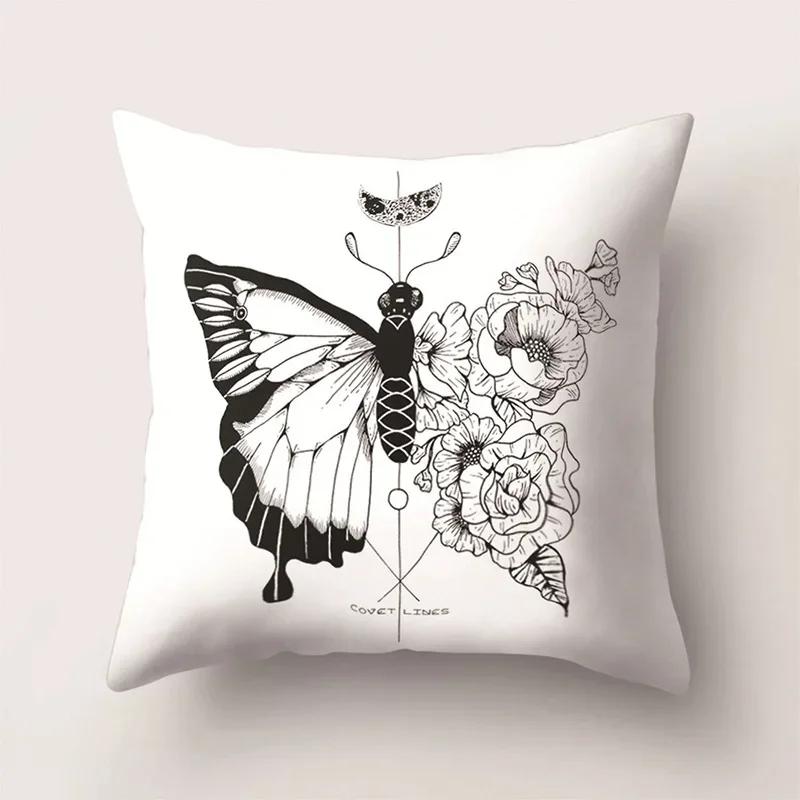 Colorful Butterfly Insect Printed Pattern Cushion Cover for Home Bedroom Living Room Car Sofa Decorative Pillowcase